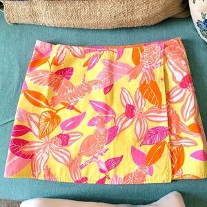 Lilly Pulitzer Pacific Wing Parrot Yellows Pinks Riverside Skirt Sz 4